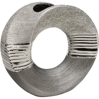 GILDE Moderne Vase Keramikvase Tischvase Dekovase Vase mit Loch grau silber, 23x9x22 cm