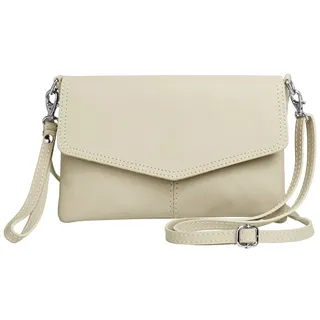 Caspar Clutch Abendtasche Leder Damen Umhängetasche - PREMIUM LINE - Modell No.322, aus 100% gewaschenem Echtleder aus Italien - samtig weich & nachhaltig beige