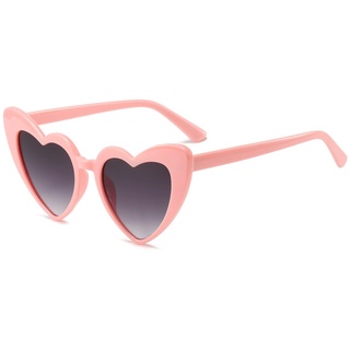 Long Keeper Retro Herz Sonnenbrille - Vintage Damen Sonnenbrille Herzform mit UV400 Schutz Hippie Herzbrille Aesthetic Heart Glasses