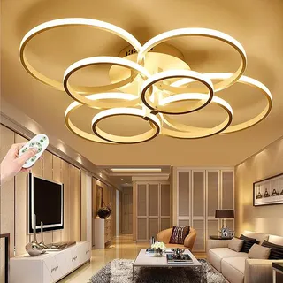 Deckenleuchte LED Modern Dimmbare Wohnzimmerlampe Mit Fernbedienung Metall Acryl Design Beleuchtung Deckenlampe Flur Arbeitszimmer Schlafzimmer Esszimmer Pendelleuchte,Round,8 heads (160W)