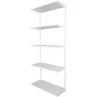 Biedrax Wandregal - Grundregal 20 x 40 x 200 cm, Farbe weiss - 5 Fachboden grau