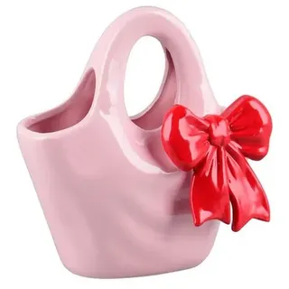 furnling Dekovase Bowy (1 St), außergewöhnliche Vase in Handtaschen-Form, mit roter Schleife rosa