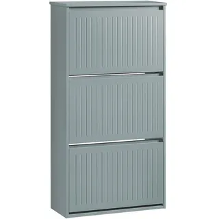 SoBuy Schuhschrank 61 x 120 x 26 cm grau / hellgrau mit 3 Klappen und verstellbaren Einlegeböden