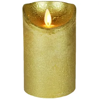 Coen Bakker Deco BV LED-Kerze LED Echtwachskerze Kerze 10 / 12,5 / 15 cm Timer Ø 7,5cm Wachskerze (1-tlg), große Farb- und Größenauswahl, Echtwachskerzen mit Timerfunktion goldfarben Ø 7.5 cm x 15 cm