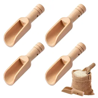 ZORVYN 4 Stück Mini-Holzlöffel, Wiederverwendbar Für Salz, Gewürze Und Mehr, Badesalzlöffel, Zuckerlöffel, Glaslöffel, Kleiner Löffel Für Gläser