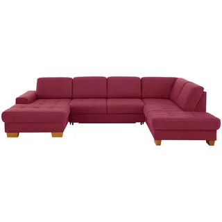 Wohnlandschaft OTTO HOME "Puccini U-Form", rot (bordeaux), B:340cm H:86cm T:224cm, Luxus-Microfaser (100% Polyester);Luxus-Microfaser ALTARA NUBUCK (100% Polyester);Luxus-Microfaser Lederoptik (100% Polyester), Sofas, Wohnlandschaft, mit Federkern, Sitztiefenverstellung, Kontrastnaht