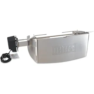 Weber Rottiserie - Drehspiess (Länge 77cm) für alle Q200-220-2000-2200 Modelle, mit elektrischem Motor undt zwei Gabeln zum Befestigen des Grillguts optimal für Hähnchen oder Braten - Silber (17561)