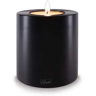 Qult Farluce Trend • Farbe Schwarz • ∅ 10 cm Höhe 12 cm • Teelichthalter in Kerzenform • Kunststoffkerze in Kerzenoptik • Mit Teelichteinsatz • inkl. 1 TLM16 Maxilight Teelicht (für ∅ 10 & 12 cm)