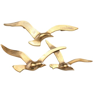 Boltze Wandobjekt Birdy (gold, Wanddeko aus Metall, maritimes Motiv, Wandbild für Flur / Wohnzimmer / Esszimmer) 1011623