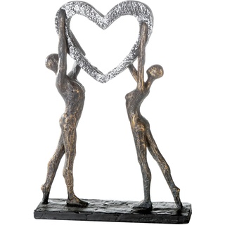 Dekofigur CASABLANCA BY GILDE "Skulptur Victory" Dekofiguren Gr. B/H/T: 26 cm x 37 cm x 7 cm, braun (bronzefarben) Deko-Objekte Dekoobjekt, Höhe 37 cm, mit Herz, Spruchanhänger, Wohnzimmer
