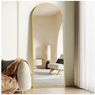 Boromal Ganzkörperspiegel Standspiegel Wandspiegel groß Schwarz Weiß 180x80cm 160x50cm Alurahmen (Hochspiegel Arched Gold 150x50 140x40cm, 1-St., mit Metall-Haken), 5mm Kupfer- und bleifreier Spiegel,Freistehend,Wandmontage goldfarben 50 cm x 150 cm