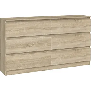 Cdf Kommode Malwa M6 140  Farbe: Eiche Sonoma  Schrank Für Dokumente, Kleinigkeiten  Ideal Für Wohnzimmer, Schlafzimmer, Kinderzimmer, Jugendzimmer Und Büro  6 Geräumige Schubladen