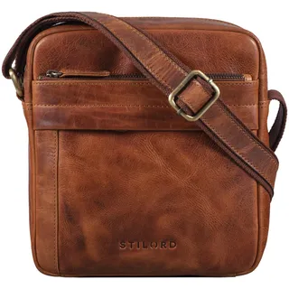 STILORD Craig Herren Schultertasche klein Leder Umhängetasche Männer Herrenhandtasche für 10,1 Zoll echtes Vintage Rindsleder Farbe:Kara - Cognac