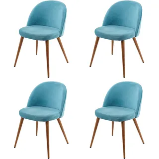 4er-Set Esszimmerstuhl MCW-D53, Stuhl Küchenstuhl Retro 50er Jahre Design, Samt ~ türkis