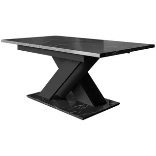 Mirjan24 Esstisch, Schwarz, Schwarz, Holzwerkstoff, Marmor Optik, Rechteckig,Rechteckig, 140x76x80 cm, Esszimmer, Tische, Esstische