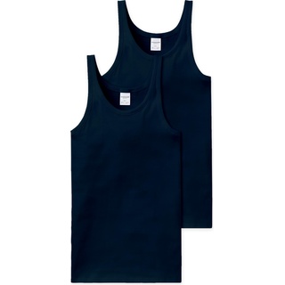 Schiesser, Herren, Shirt, 2er Pack Cotton Essentials Feinripp Unterhemd / Tanktop, Blau, (M)