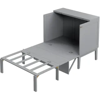 OKWISH Vertikales Klappbett 90×200 cm Grau mit Stauraum, Hochbett-Morphing, platzsparend, für Yoga, Fitness, Einzelzimmer, klappbar, modernes Design
