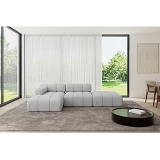 altdecor Ecksofa modulares Sofa Lizur-L1 - 285x160x70 cm Hellgrau Bouclé