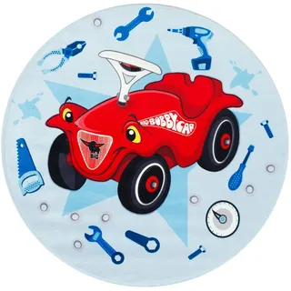 Kinderteppich Bobby Car, Blau, Rot, Hellblau, Textil, Fahrzeuge, rund, Oeko-Tex® Standard 100, für Fußbodenheizung geeignet, rutschfest, Teppiche & Böden, Teppiche, Teppich Kinderzimmer