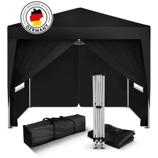 Kronenburg Handel Faltpavillon 2 x 2 m inkl. 4 Seitenteile Schwarz