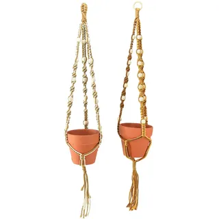 Makramee Blumenampel Hängetopf Ton Boho Deko Pflanztopf Hängedeko Wohnzimmer