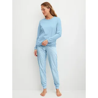 CALIDA Lovely Nights Bündchen-Pyjama Cascade Blue 52-54