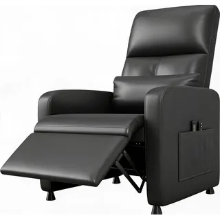 Elektrischer Relaxsessel mit Aufstehhilfe, Massage & Wärme, TV-Sessel aus PU-Leder - Verstellbare Liegefunktion, ausziehbare Fußstütze - 8 Massagemodi, USB/Typ-C, 2 Getränkehalter - Schwarz - 30A