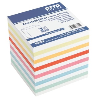 Ersatzblätter für Zettelbox weiß und farbig weiß, OTTO Office, 9x9 cm