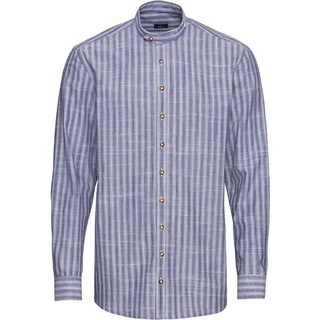 Luis Steindl Kurzarmhemd Stehkragenhemd blau|grau XL