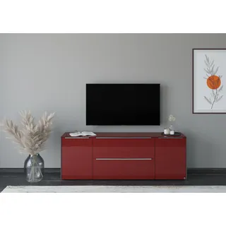 Set One by Musterring Reno TV-Lowboard 182 x 63 cm Bordeauxrot/Graphit Schwarz Glas/Holzwerkstoff