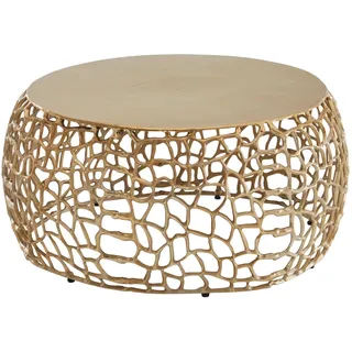 FineBuy Couchtisch Rund Gold Aluminium 66 x 66 x 30 cm