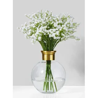 Serene Spaces Living Kleine Kugelvase mit Goldrand, Elegante Blumenvase für Hochzeitsempfang, Mini-Blumenvasen für Heimdekoration, Vintage-Flaschen-Stil, Maße: 17,8 cm hoch und 12,7 cm Durchmesser.