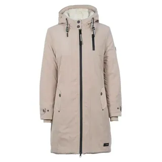 Langer Winterparka mit Kapuze und Kordelzug, Oberkörper mit Fake-Fur gefüttert - Beige - 42