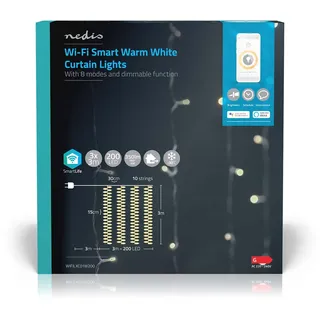 Nedis Lichtervorhang LED 3 m Warmweiß