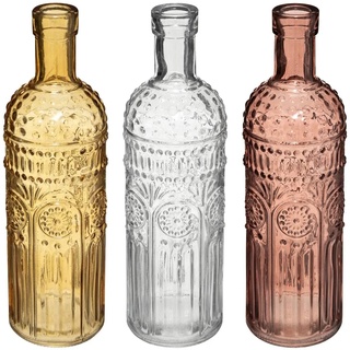 Set aus 3 Flaschen "Folk" - Glas - Rosa - Atmosphera créateur d'intérieur
