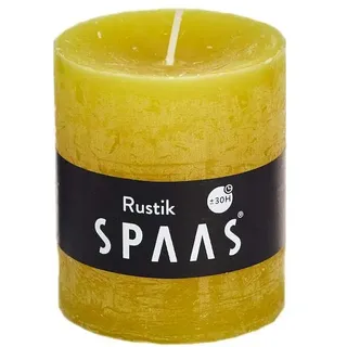 Spaas 8 Rustikale Stumpenkerzen ohne Duft, Paraffinwachs Autumn Yellow, D 68 mm x H 80 mm