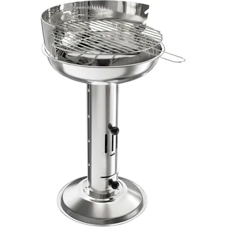 Holzkohlegrill Aus Edelstahl, 40 X 40 X 69 Cm Säulengrill, Höhenverstellbar, Mit Verchromtem Grillrost, Ascheschale Und Belüftung, Für Den Außenbereich, Camping Und Grillen