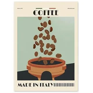 Cappuccino Caffe Latte Retro Italien Essen Kaffee Poster und Drucke Wand Kunst Leinwand Malerei Wandbilder for Küche Bar Dekor (Color : F, Size : 50X70cm No Framed)