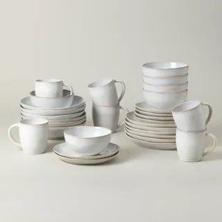 Costa Nova Kombiservice Brisa, Perlmutt, Keramik, 30-teilig, 440 ml,670 ml, Handmade in Europe, Essen & Trinken, Geschirr, Geschirr-Sets, Kombiservice