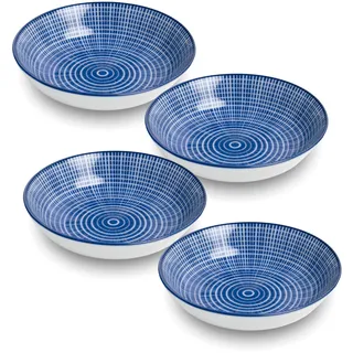 Sushi-Accessoires ASIATICA | Dipschalen - Saucenschalen aus japanischem Porzellan | Nippon Schale für Dips, Sushi, Soßen, Sojasauce, Fingerfood & Tapas | Made in Japan (4er Set Sendan Tokusa, rund)
