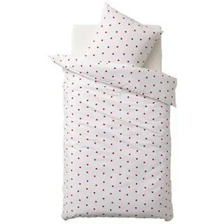 vertbaudet Bettbezug Kinder Bettwäsche-Set HERZEN, mit Recycling-Baumwolle, Hotelverschluss weiß 240 cm x 220 cm
