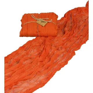 Halbach Tischläufer in Baumwoll-Optik, 70 cm x 3 m, sommerliches orange | Waschbarer schmaler Tischläufer in Baumwoll-Optik, für Hochzeiten, Geburtstage und Tischdekoration