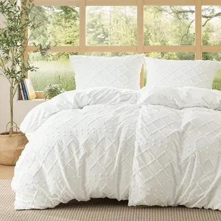 BEDSURE Weiß Boho Bettwäsche 4tlg - 135x200 cm