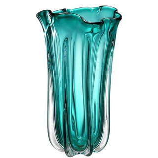 Casa Padrino Luxus Glas Vase / Blumenvase Türkis Ø 19 x H. 34 cm - Deko Accessoires