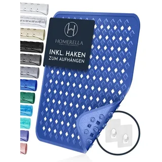 Homerella Duschmatte rutschfest Kinder - 100% BPA frei Inkl. 2 Haken zum Aufhängen 53x53cm, Antirutschmatte Dusche Baby hautintensiv & schimmelresistent, - Duscheinlage maschinenwaschbar blau