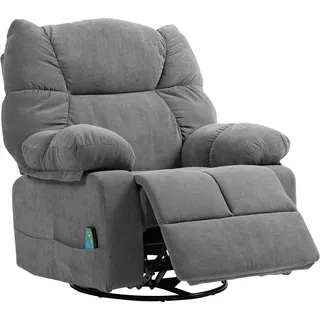 HOMCOM Relaxsessel Massagesessel Fernsehsessel mit Liegefunktion, Wärmefunktion, Schaukelfunktion, Drehbar TV Sessel mit Fußteil, Seitentasche Fernbedienung für Wohnzimmer, Dunkelgrau   Aosom
