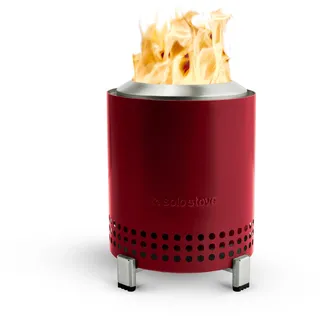 Solo Stove Mesa Tischfeuer mit Standfuß | Raucharmes Mini Outdoor Tischkamin, Befeuert mit Pellets oder Holz, Edelstahl, Inkl. Tragetasche, 17,5 x 13 cm, 635 g, Rot