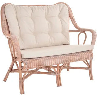 Rattan Zweisitzer Bank Harrison Küchenbank Wintergarten Sofa (Vintage Weiss)