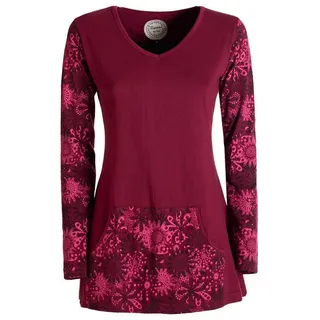 Vishes Tunikakleid Longshirt Damen Langarm Tunika Mandala Print Baumwolle Alternative Mode, Boho, Hippie, Ethno, Festival rot 38-40