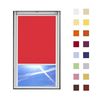 Dachfensterrollo guenstig nach Maß, Stoff Polyester, Farbe rot, mit Kassette oder als Springrollo, weitere 120 Farben im Shop